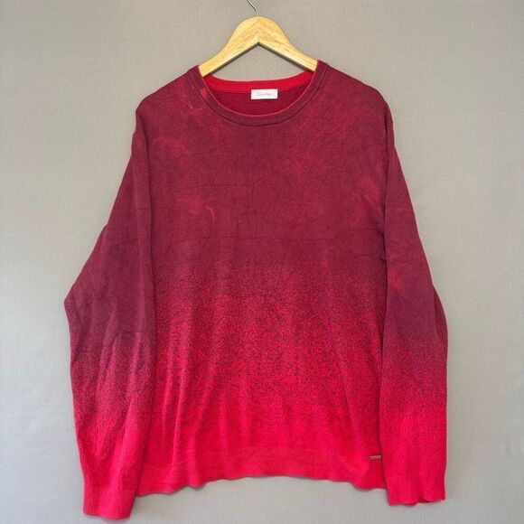 Calvin Klein Red Men’s Knit Sweater Splatter Style Size Large Cotton Blend - Picture 1 of 15